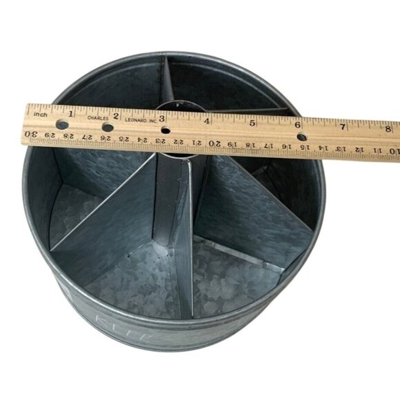 RAE DUNN Galvanized Metal Rotating Organizer With 6 Compartments For Home/Office - Picture 6 of 6